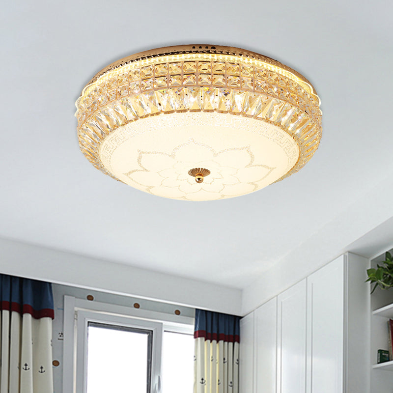 Runde facettierte Kristall Flush Mount Beleuchtung Modernistische LED Gold Flushmount Lampe für Wohnzimmer