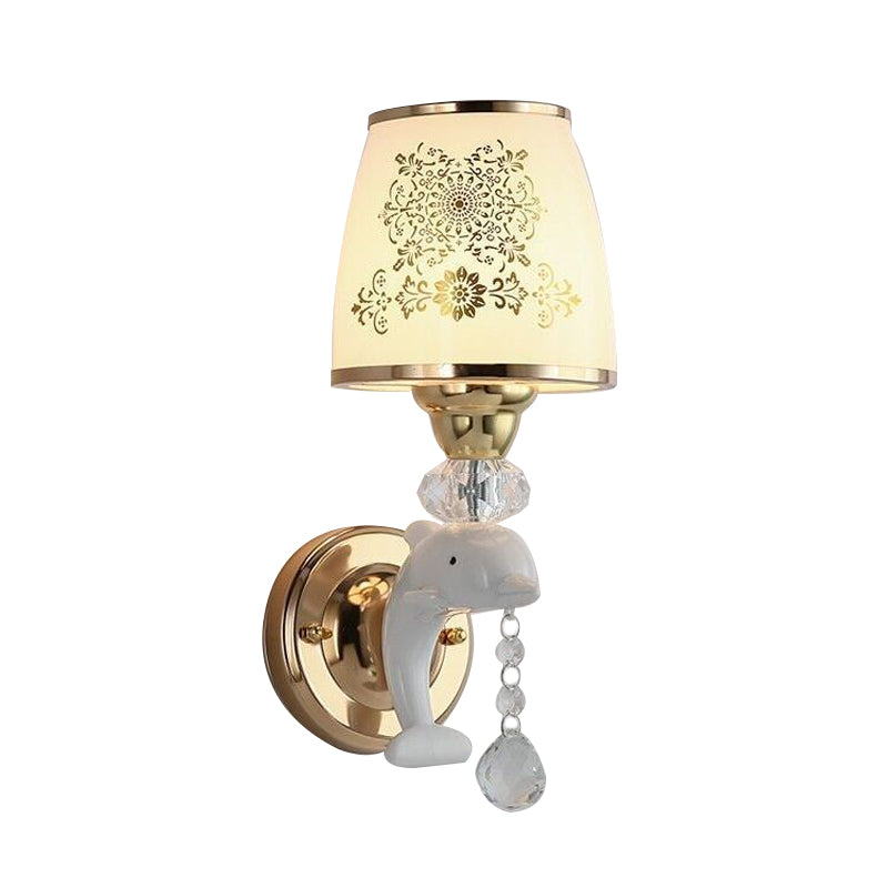 Trapezoid Opal Glass Shade Murce Murce Modern 1/2-Light Finish Finish Wall Mount Mount LAMPE