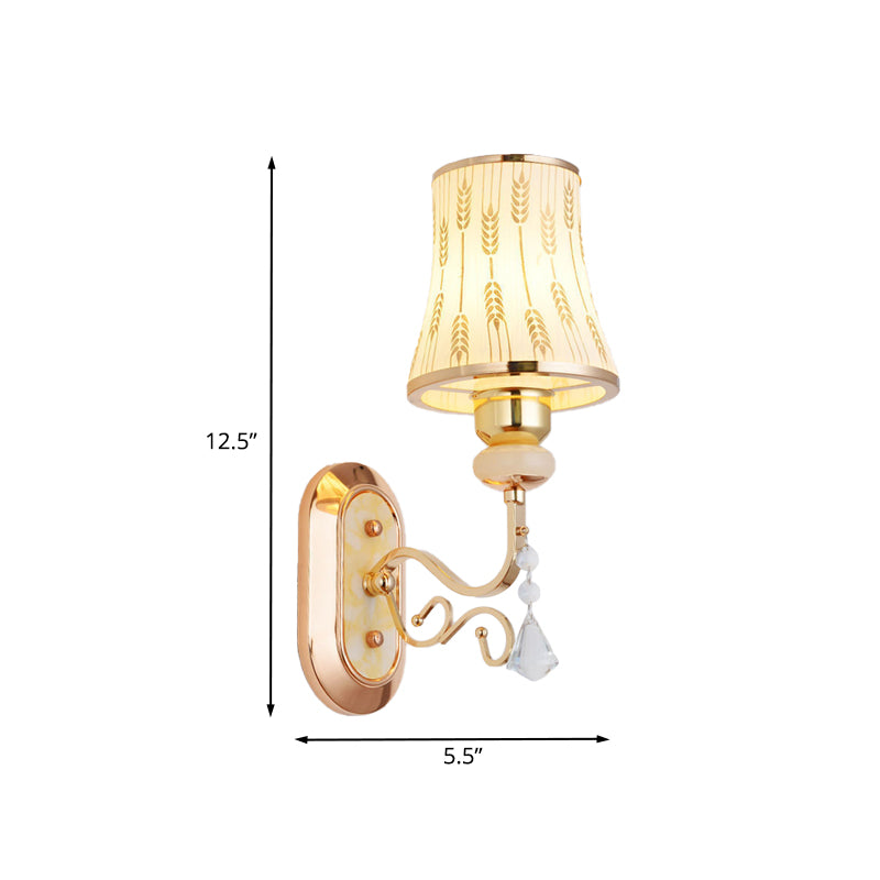 Boog tarwe patroon met glazen wandmontage licht modernisme 1-bol goud afwerking wandlamp barmonus