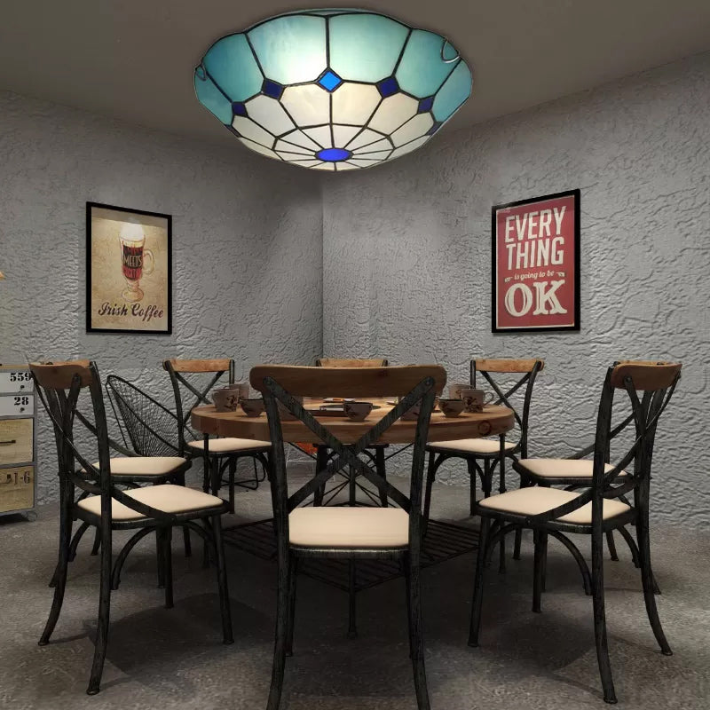 Bedroom Ceiling Lights Tiffany, 2 Lights Floral Flush Mount Light Fixture