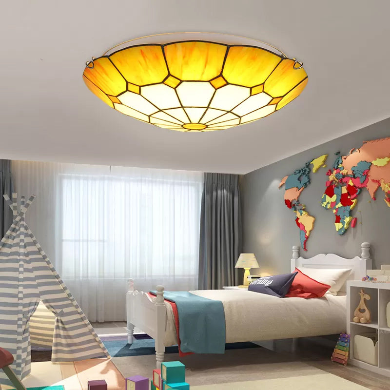 Plafonniers de chambre à coucher Tiffany, luminaire encastré floral à 2 lumières