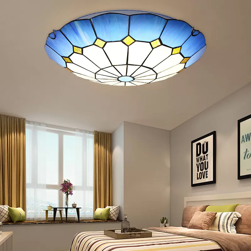 Bedroom Ceiling Lights Tiffany, 2 Lights Floral Flush Mount Light Fixture