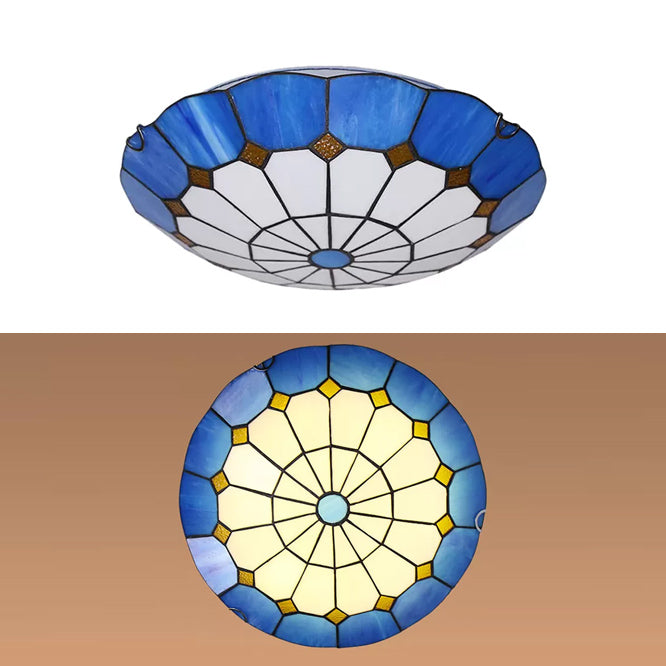 Bedroom Ceiling Lights Tiffany, 2 Lights Floral Flush Mount Light Fixture