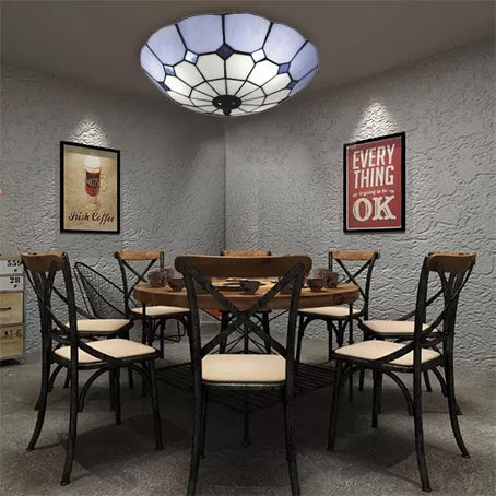 Bedroom Ceiling Lights Tiffany, 2 Lights Floral Flush Mount Light Fixture