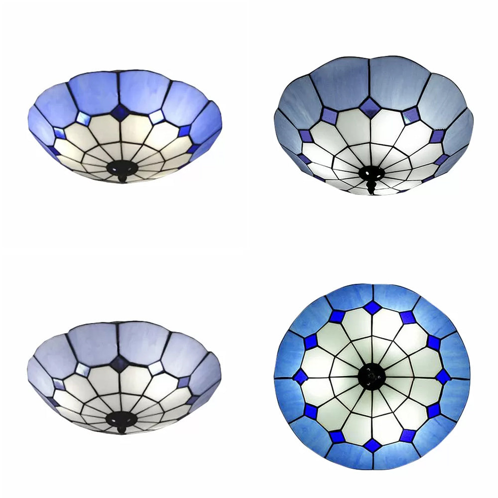 Bedroom Ceiling Lights Tiffany, 2 Lights Floral Flush Mount Light Fixture