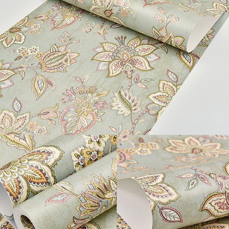 Non-Pasted Wallpaper with Natural Color Blossoming Flower, 20.5"W x 33'L