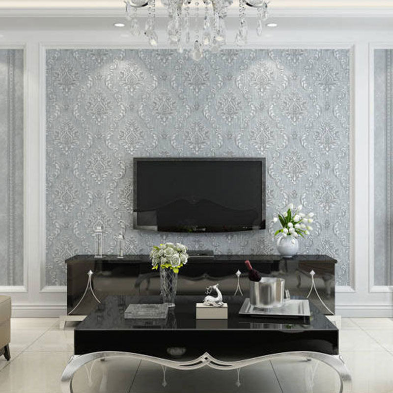 European Wallpaper Pastel Color 3D Visual Damask Design Wall Covering, Non-Pasted