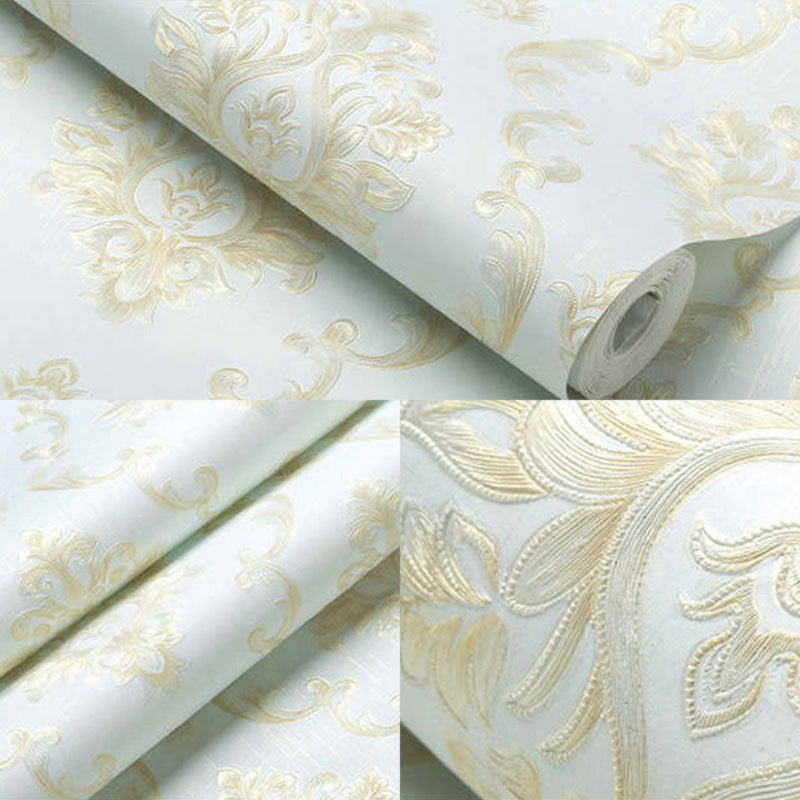 European Wallpaper Pastel Color 3D Visual Damask Design Wall Covering, Non-Pasted
