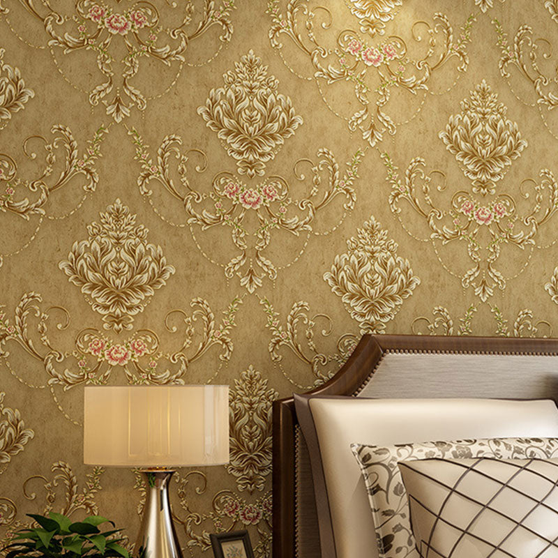Guest Room Wall Covering Countryside Neutral Color Damasque Wallpaper, Non-Pasted