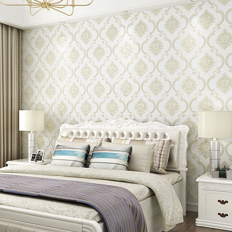 Pastel Colored Damasque Wallpaper 28.5 sq ft. Non-Pasted Moisture-Resistant Wall Covering