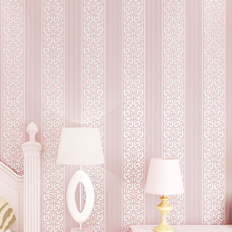 Bedroom Wall Art with Natural Color Stripe and Flower Design, 33 ft. x 20.5 in, Non-Pasted