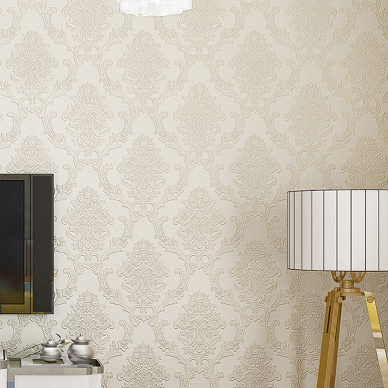 Non-Pasted Wallpaper 57.1 sq ft. Nordic Luxe 3D Embossed Damasque Wall Covering for Guest Room and Coffee Shop