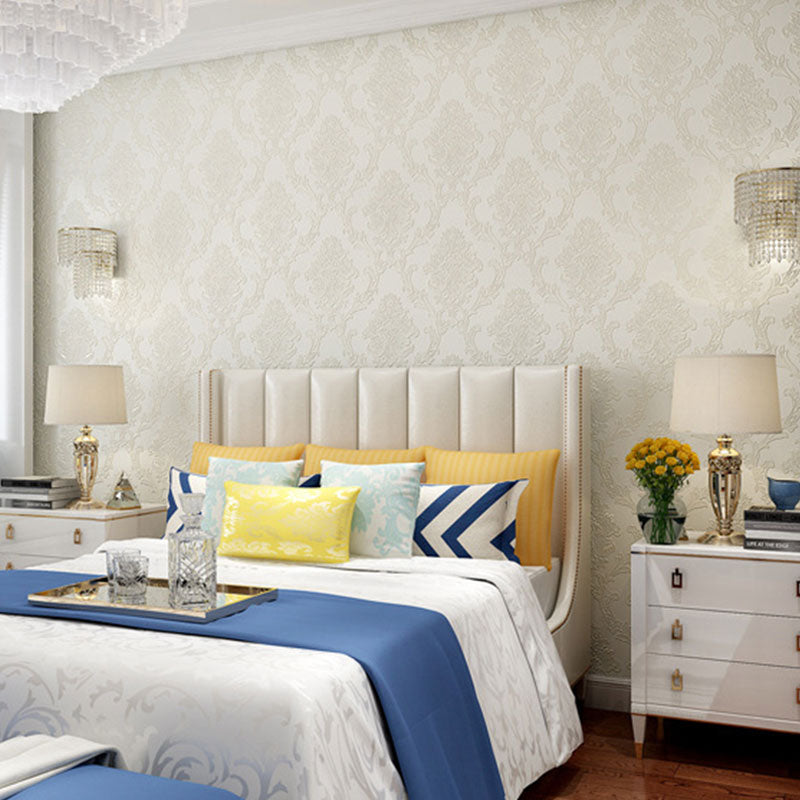 Non-Pasted Wallpaper 57.1 sq ft. Nordic Luxe 3D Embossed Damasque Wall Covering for Guest Room and Coffee Shop