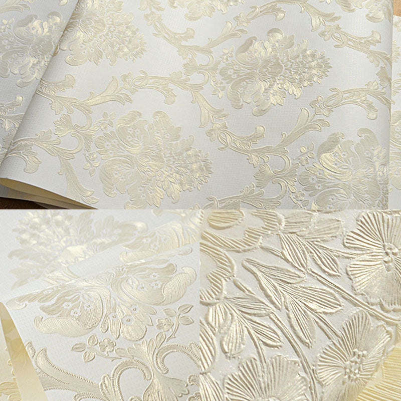 Non-Pasted Wallpaper 57.1 sq ft. Nordic Luxe 3D Embossed Damasque Wall Covering for Guest Room and Coffee Shop