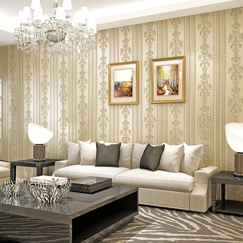 Non-Woven Wallpaper Roll European Non-Pasted 3D Effect Damasque Wall Art