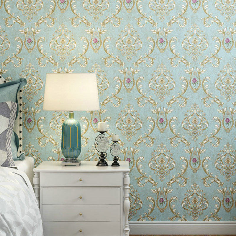 Nostalgic Pastel Color Wallpaper Countryside Blossoming Flower Wall Covering, Non-Pasted