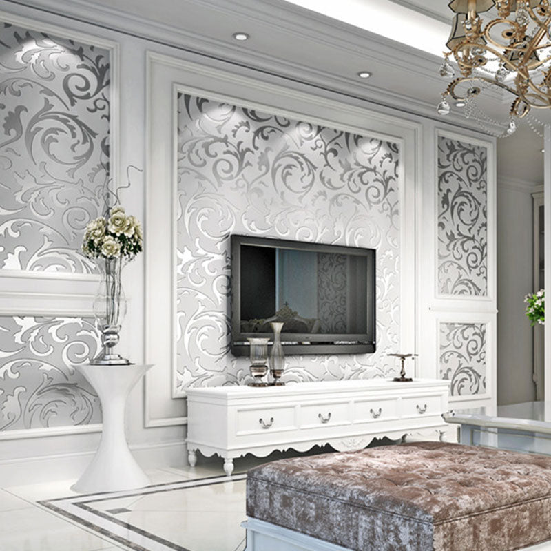 Non-Woven Wallpaper Non-Pasted Leaf and Branch Wall Decor for Gallery and Coffee Shop