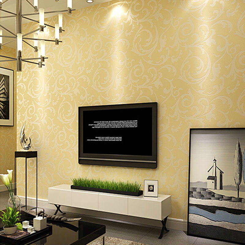 Non-Woven Wallpaper Non-Pasted Leaf and Branch Wall Decor for Gallery and Coffee Shop