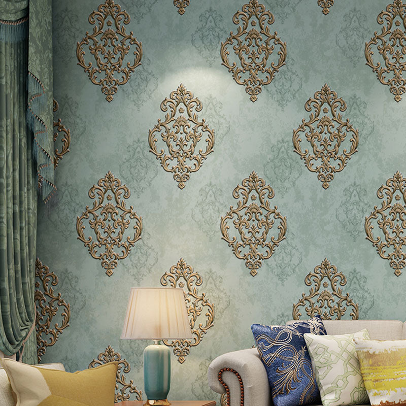 Pastel Color 57.1 sq ft. Wallpaper Non-Woven Moisture-Resistant 3D Print Damask Design Wall Covering