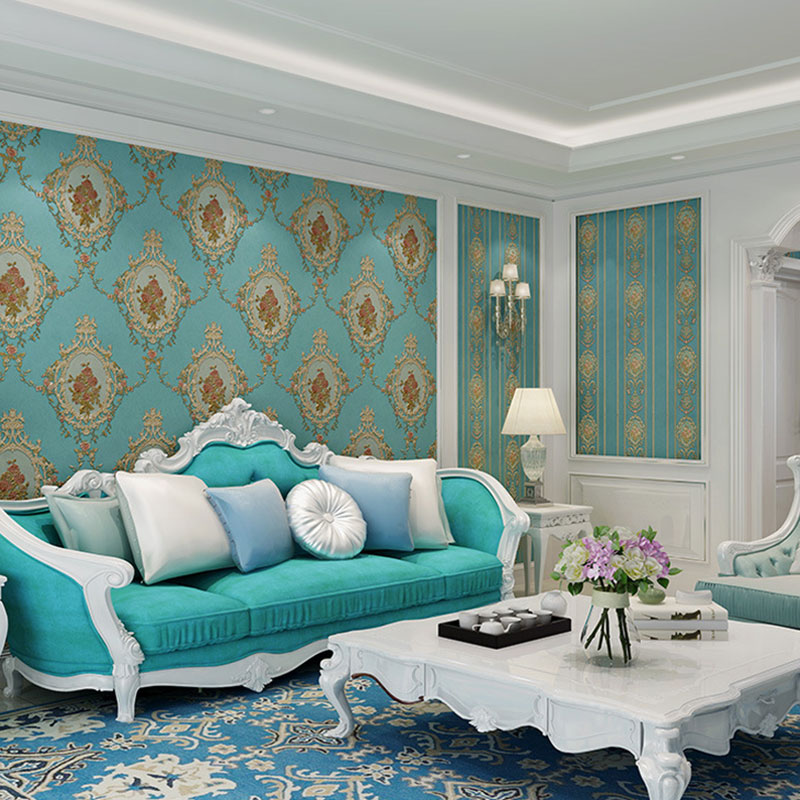 33' x 20.5" Wallpaper European Retro 3D Visual Blossoming Flower Non-pasted Wall Art in Pastel Color