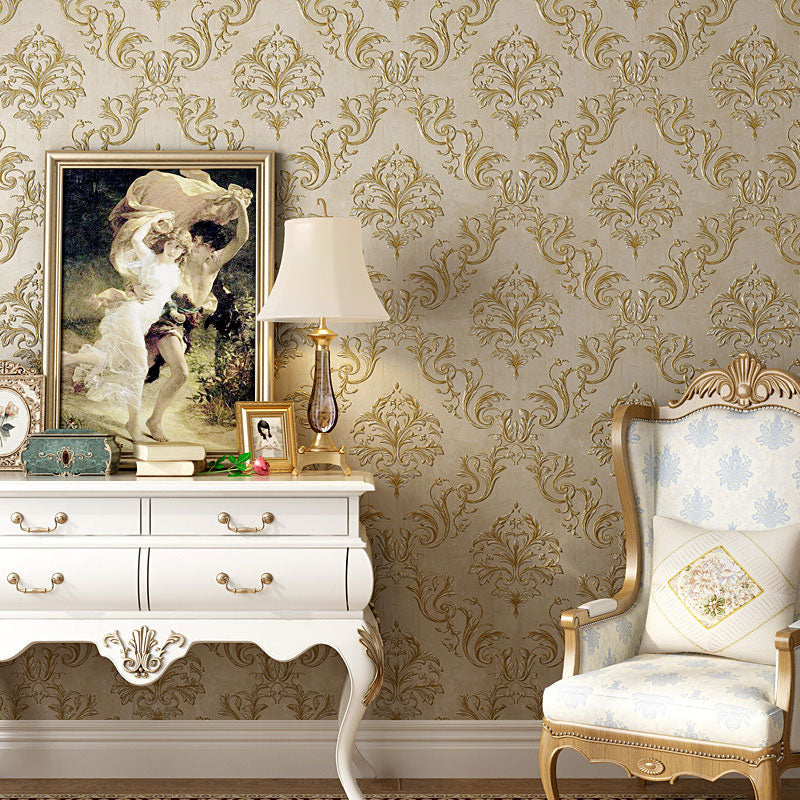 Nordic 3D Print Damasque Wallpaper Stain-Resistant Non-Pasted Wall Decor, 31' by 20.5"