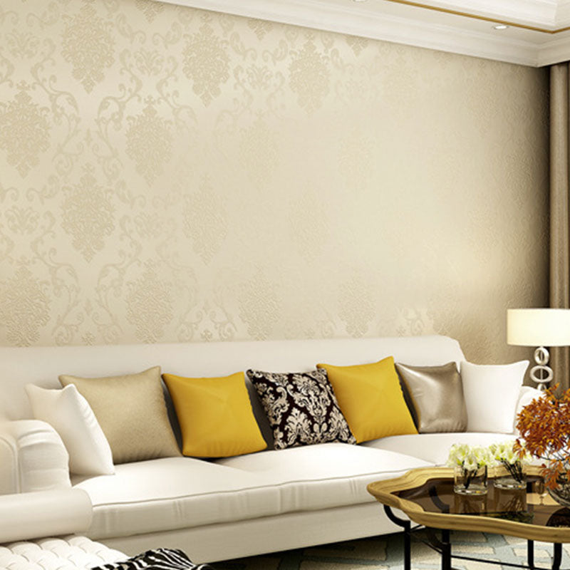 Natural Color Damasque Decorative Wallpaper Non-Pasted Wall Covering, 33-foot x 20.5-inch