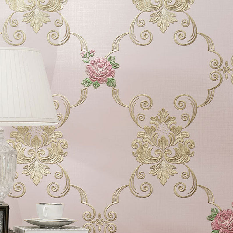 Non-Pasted Wall Covering 33' x 20.5" Minimalist Embossed Flower Wallpaper for Bedroom