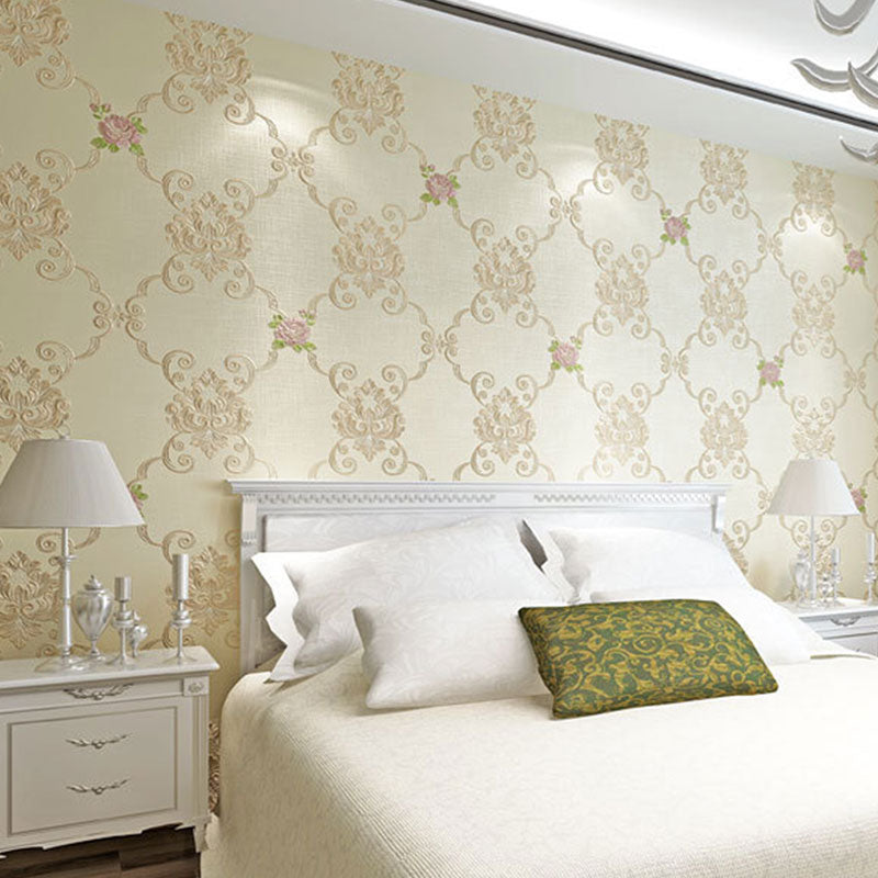 Non-Pasted Wall Covering 33' x 20.5" Minimalist Embossed Flower Wallpaper for Bedroom