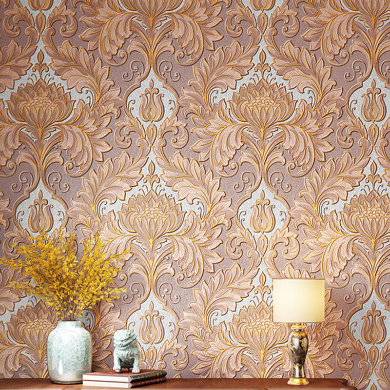 Vinyl Luxe Wallpaper 33' x 20.5" European Non-Pasted Wall Covering with 3D Effect Blossoms
