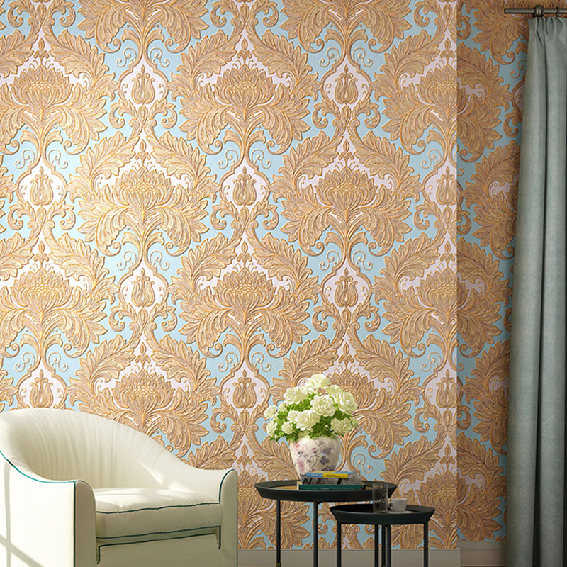 Vinyl Luxe Wallpaper 33' x 20.5" European Non-Pasted Wall Covering with 3D Effect Blossoms
