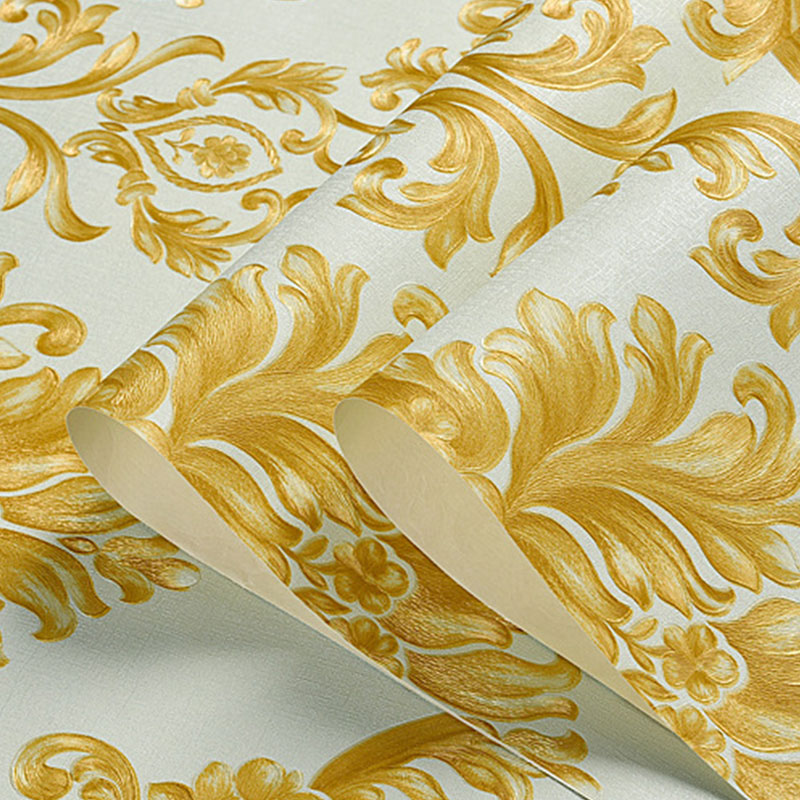 Luxe Damask Design Wall Decor Non-Pasted Wallpaper for Living Room, 33'L x 20.5"W