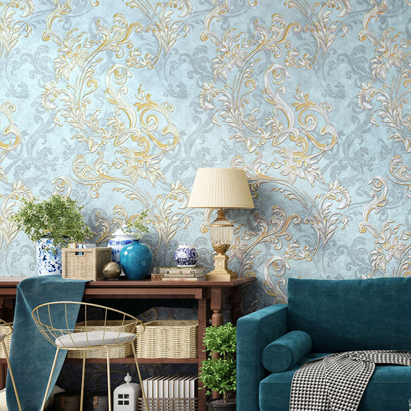 Plaster Wall Art 33'L x 20.5"W Classic Non-Pasted Entwined Vine and Flower Wallpaper, Water-Resistant