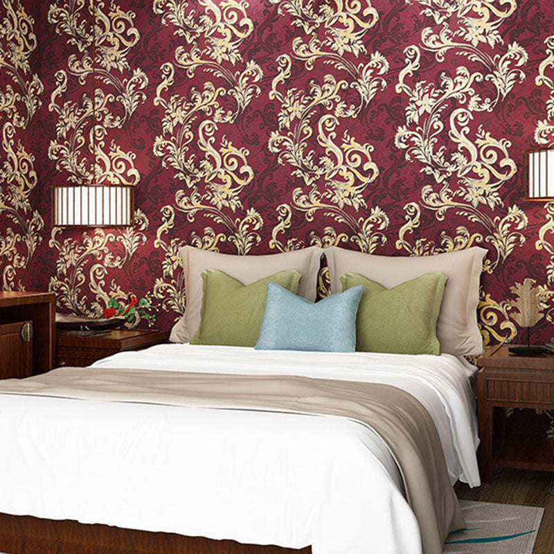 Plaster Wall Art 33'L x 20.5"W Classic Non-Pasted Entwined Vine and Flower Wallpaper, Water-Resistant