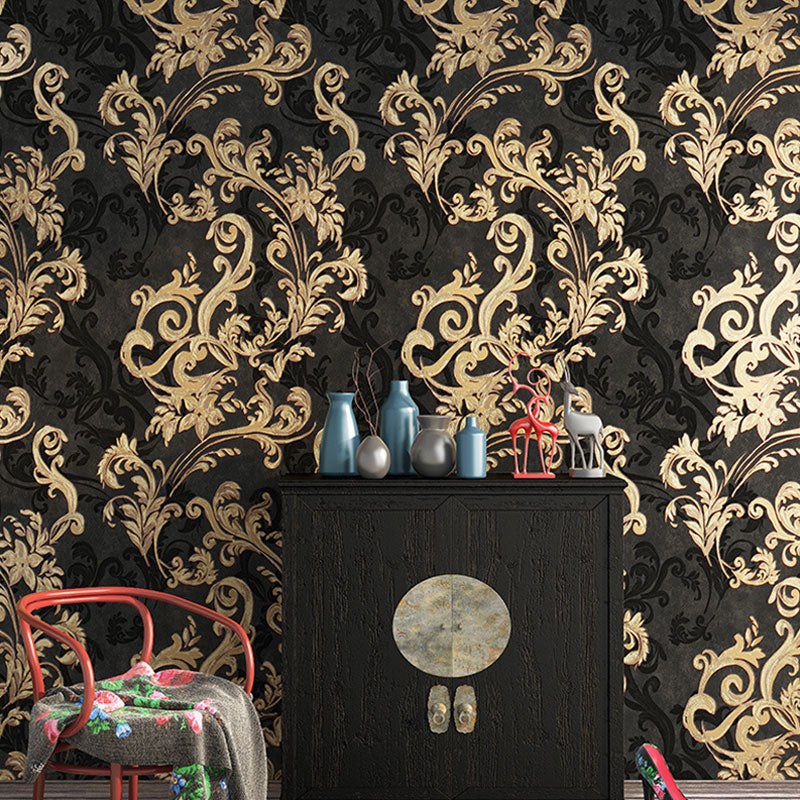 Plaster Wall Art 33'L x 20.5"W Classic Non-Pasted Entwined Vine and Flower Wallpaper, Water-Resistant