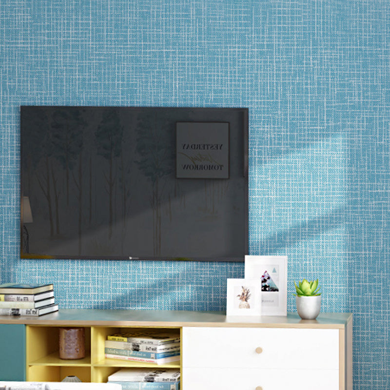 Stain-Resistant Wall Covering Non-pasted Textured Linen Non-Woven Wallpaper in Light Color