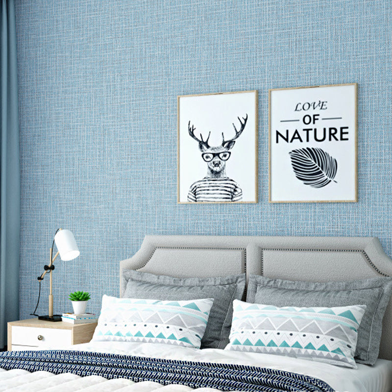 Stain-Resistant Wall Covering Non-pasted Textured Linen Non-Woven Wallpaper in Light Color