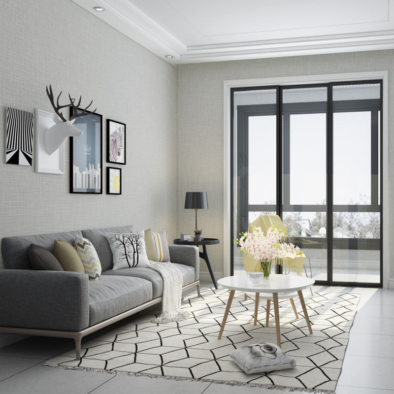 Stain-Resistant Wall Covering Non-pasted Textured Linen Non-Woven Wallpaper in Light Color