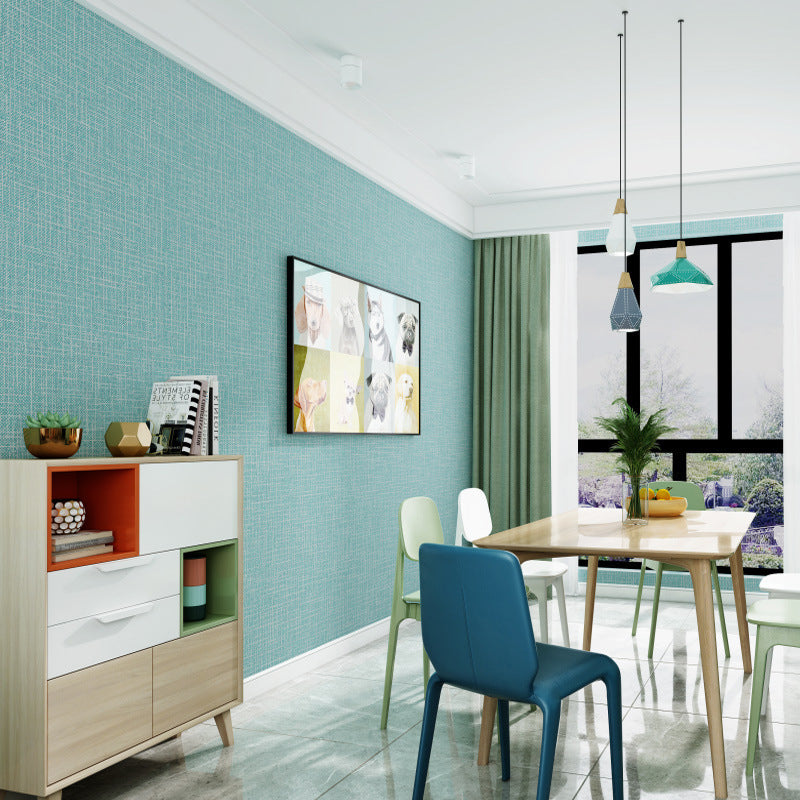 Stain-Resistant Wall Covering Non-pasted Textured Linen Non-Woven Wallpaper in Light Color