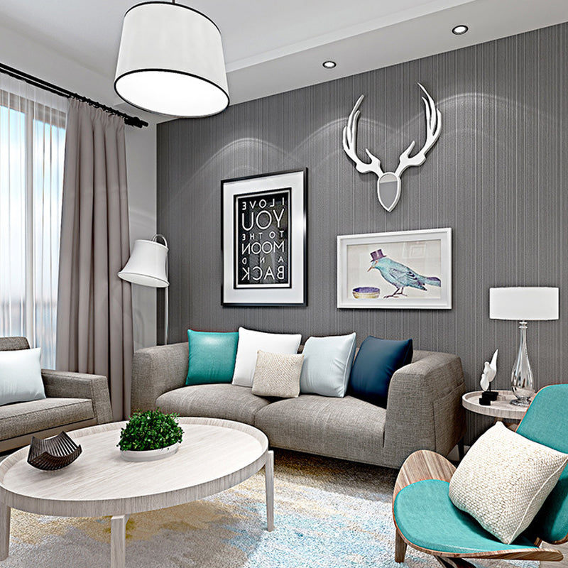 Non-Woven Wallpaper Roll 20.5"W x 31'L Contemporary Non-Pasted Wall Covering with Simple Stripe