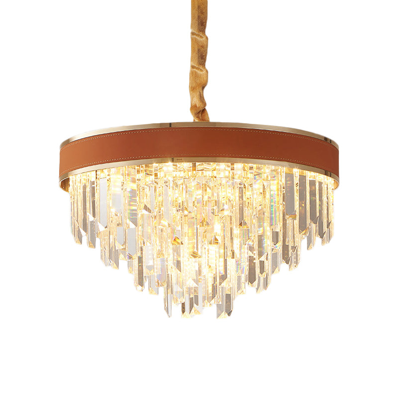 Rode kegel hangend plafondlicht eigentijdse rechthoekig cut crystal 8 koppen eetkamer hanger kroonluchter