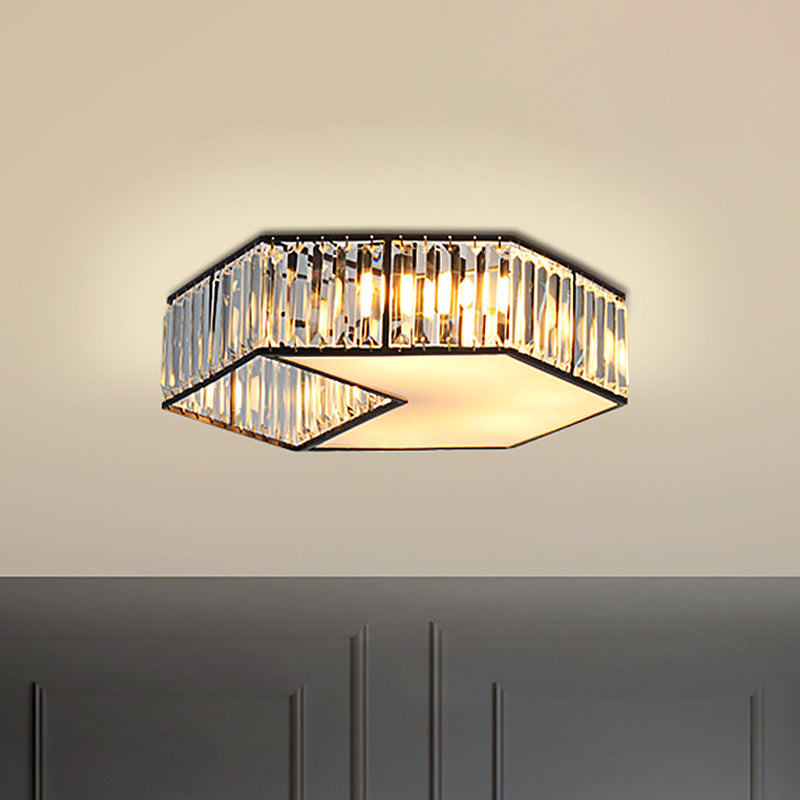 Harlequin Flush Lamp Minimalist 5 Teste Crystal Block Lampada da Soffitto in Nero