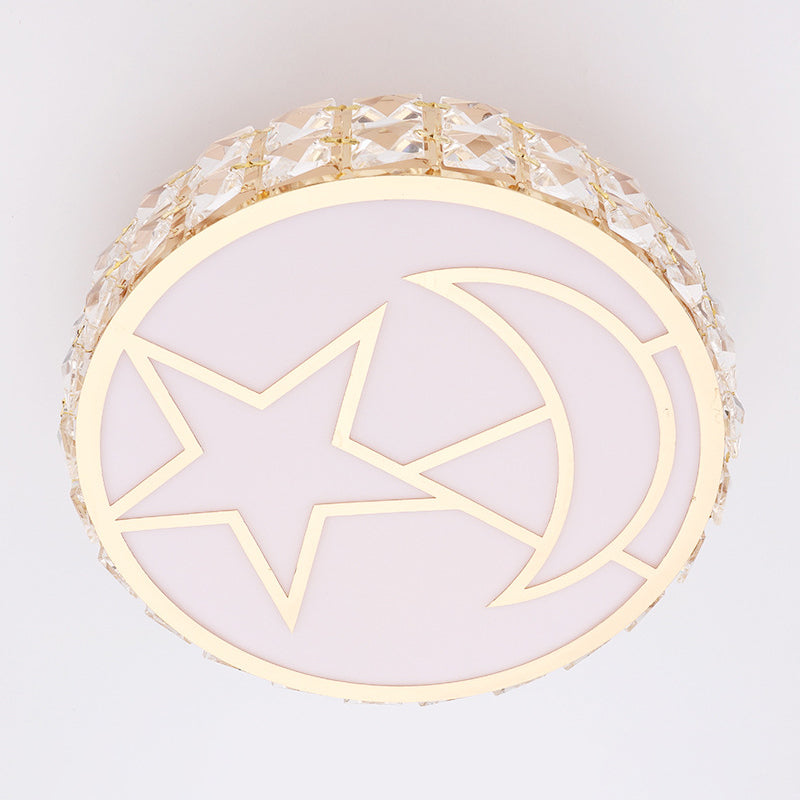 Luce di montaggio a incasso LED con forma di cerchio cristallo contemporaneo sala da pranzo soffitto in bianco