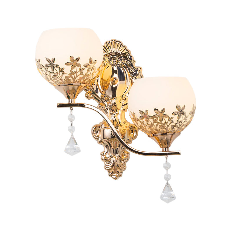 Gold 2 Heads Bowl Sconce Lightture Modernisme Verre de vin Verre Verre Verre Mur
