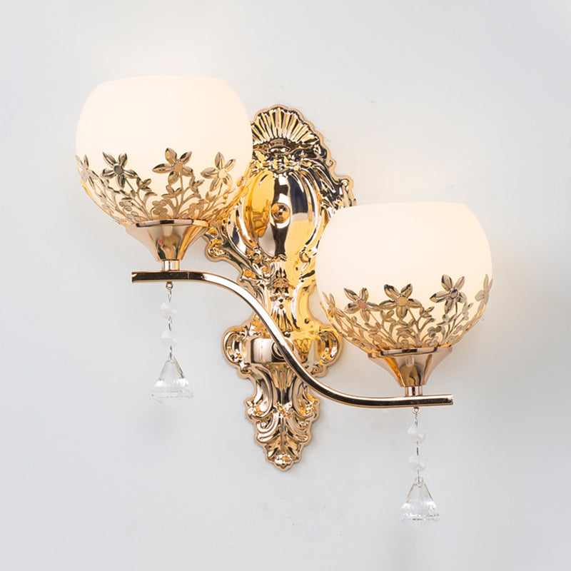 Gold 2 Heads Bowl Sconce Lightture Modernisme Verre de vin Verre Verre Verre Mur