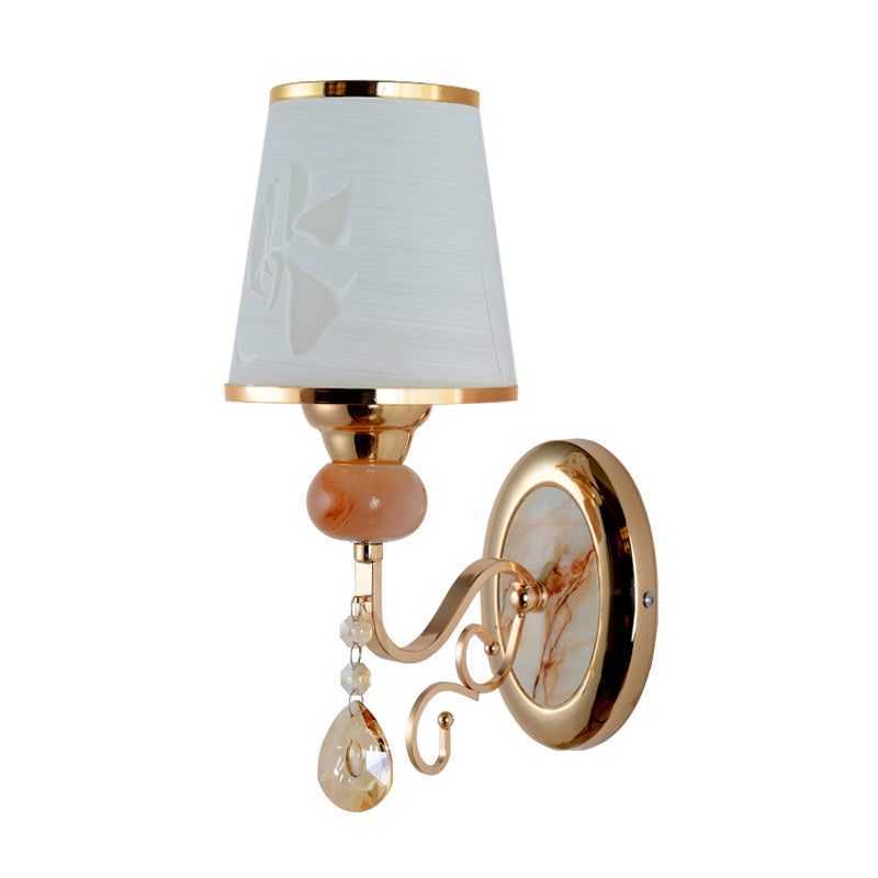 Gold Wall Sconce Contemporary 1 Light Textured Glass Wall Mount Light Fixture for Living Room