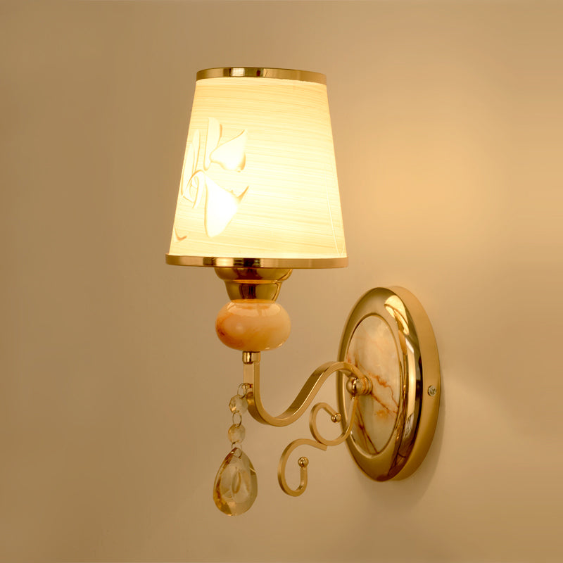 Gold Wall Sconce Contemporary 1 Light Textured Glass Wall Mount Light Fixture for Living Room