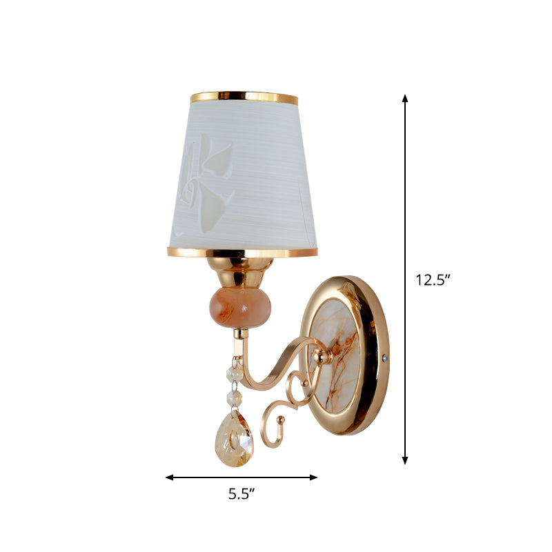 Gold Wall Sconce Contemporary 1 Light Textured Glass Wall Mount Light Fixture for Living Room