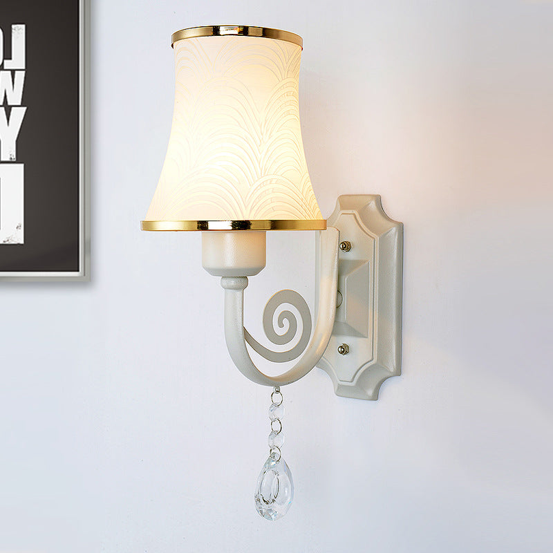 Gold Wall Sconce Contemporary 1 Light Textured Glass Wall Mount Light Fixture for Living Room