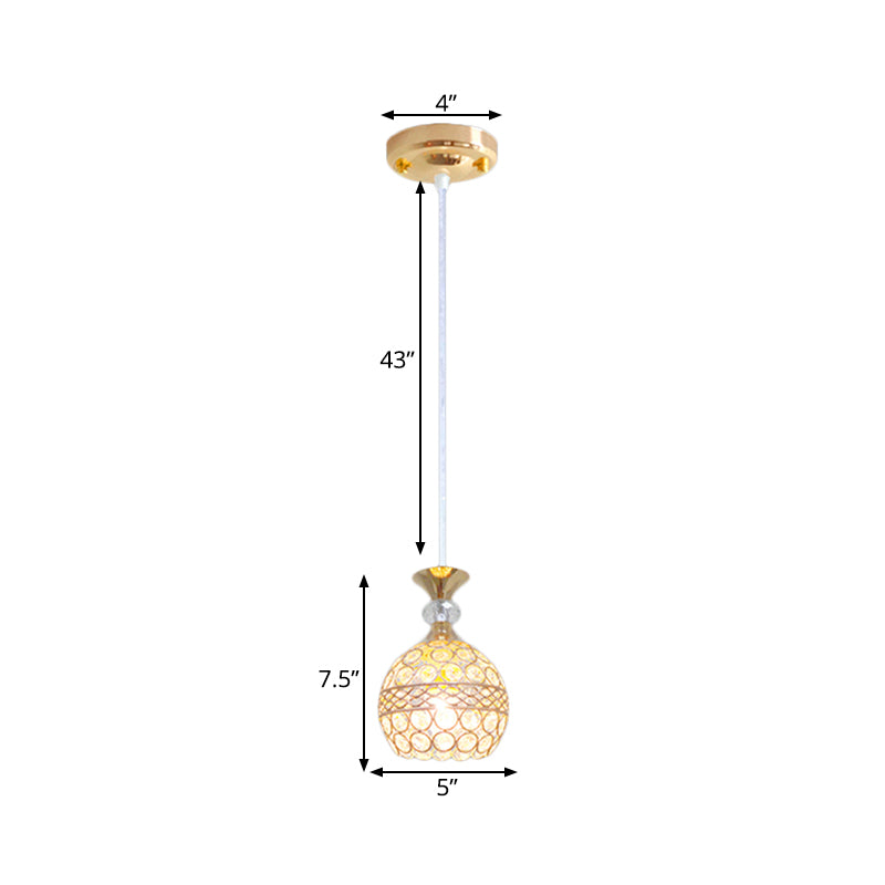 Modernismus 1 Glühbirnenanhängerlampe mit kristallklemmischem Schatten Goldkugel