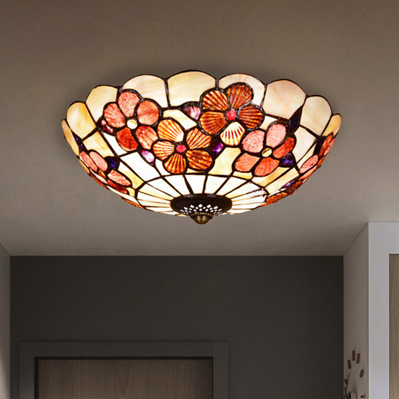 Plafonnier à motif pivoine, coquille Tiffany, 3/4 ampoules, plafonnier rose, 12"/16"/21" de diamètre